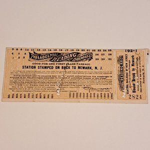 1895 Philadelphia & Reading Railroad Company train ticket Bound Brook to Newark